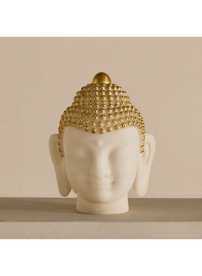 Home Box Buddha Head Sculpture - Gold and White Finish - Image 1