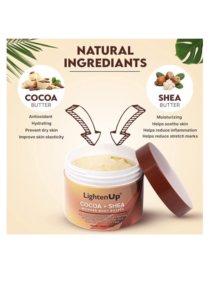 LIGHTENUP OMIC Lighten-Up Whipped Cocoa Butter - 10.1 fl oz/ 300 ml - Natural Moisturizer, Body Butter, DIY Recipes, Face and Body Butters, Cruelty-free, Natural Ingredients for Women and Men - Image 3