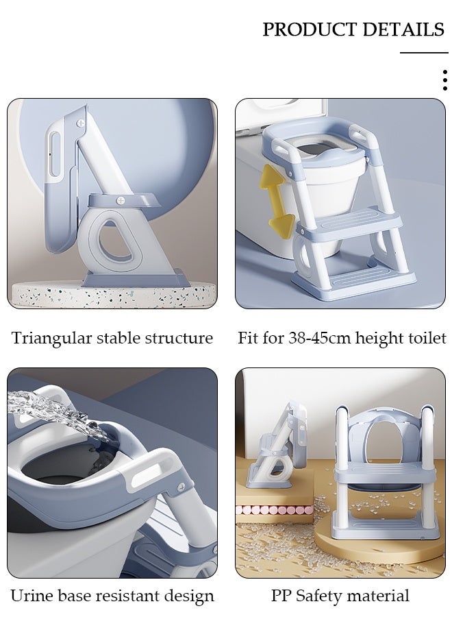 DUNISO Potty Training Toilet Seat For Boys Girls, Toddler Toilet Seat With Step Stool Ladder, Foldable Toddler Potty Seat For Toilet With Non-Slip Design, Adjustable Height - Image 3