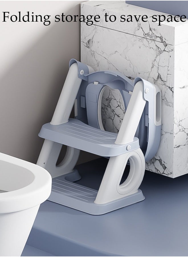 DUNISO - Potty Training Toilet Seat For Boys Girls, Toddler Toilet Seat With Step Stool Ladder, Foldable Toddler Potty Seat For Toilet With Non-Slip Design, Adjustable Height - Image 1
