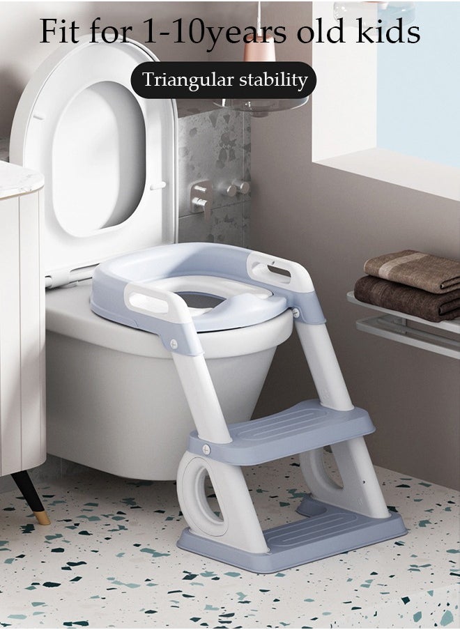 DUNISO - Potty Training Toilet Seat For Boys Girls, Toddler Toilet Seat With Step Stool Ladder, Foldable Toddler Potty Seat For Toilet With Non-Slip Design, Adjustable Height - Image 1