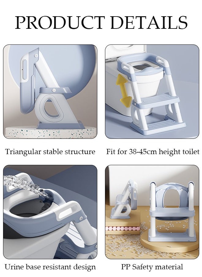 DUNISO - Potty Training Toilet Seat For Boys Girls, Toddler Toilet Seat With Step Stool Ladder, Foldable Toddler Potty Seat For Toilet With Non-Slip Design, Adjustable Height - Image 1