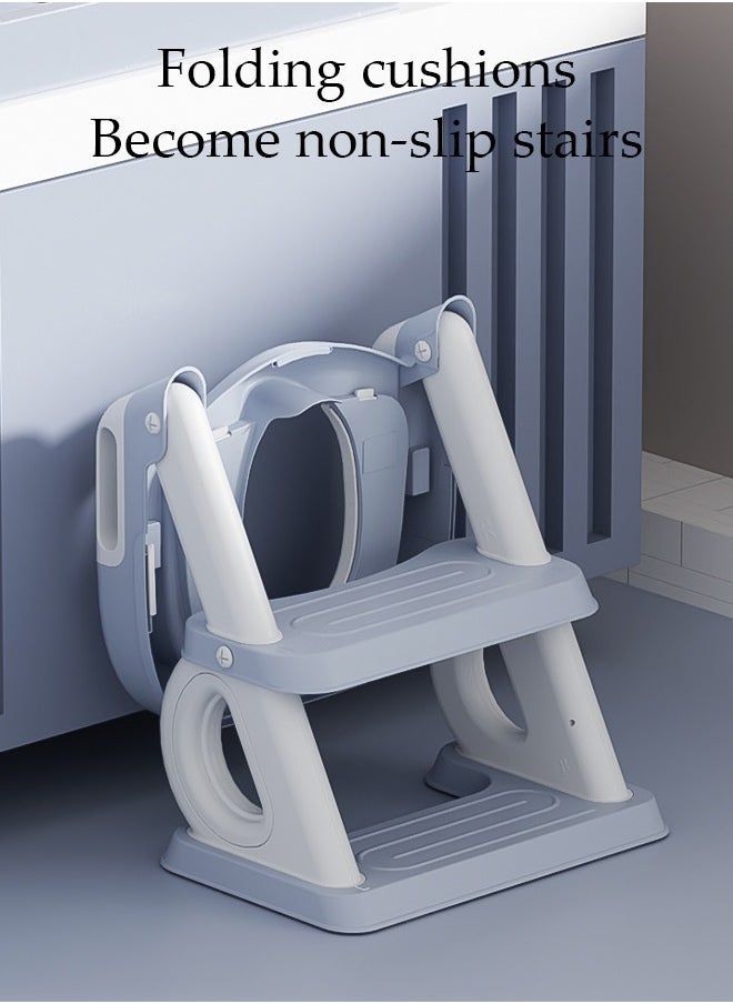 DUNISO - Potty Training Toilet Seat For Boys Girls, Toddler Toilet Seat With Step Stool Ladder, Foldable Toddler Potty Seat For Toilet With Non-Slip Design, Adjustable Height - Image 1