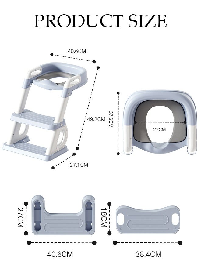 DUNISO - Potty Training Toilet Seat For Boys Girls, Toddler Toilet Seat With Step Stool Ladder, Foldable Toddler Potty Seat For Toilet With Non-Slip Design, Adjustable Height - Image 1