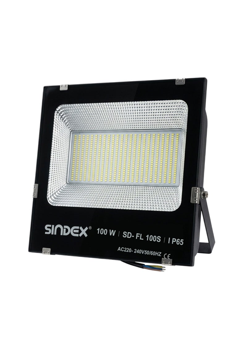 كشاف إضاءة LED عالي الطاقة بقدرة 100 واط - يعمل بجهد 220-240 فولت تيار متردد، إضاءة بيضاء نقية 6500 كلفن، كشاف إضاءة متوسط ​​المدى، مصنوع من الألومنيوم، موفر للطاقة، تصميم عصري، مقاوم للعوامل الجوية بمعيار IP65، عمر افتراضي يصل إلى 30000 ساعة - Image 1
