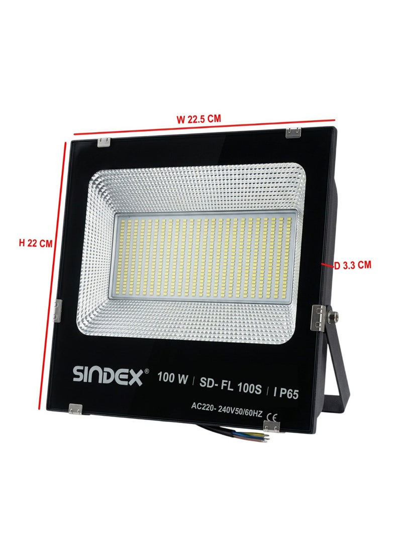 كشاف إضاءة LED عالي الطاقة بقدرة 100 واط - يعمل بجهد 220-240 فولت تيار متردد، إضاءة بيضاء نقية 6500 كلفن، كشاف إضاءة متوسط ​​المدى، مصنوع من الألومنيوم، موفر للطاقة، تصميم عصري، مقاوم للعوامل الجوية بمعيار IP65، عمر افتراضي يصل إلى 30000 ساعة - Image 4