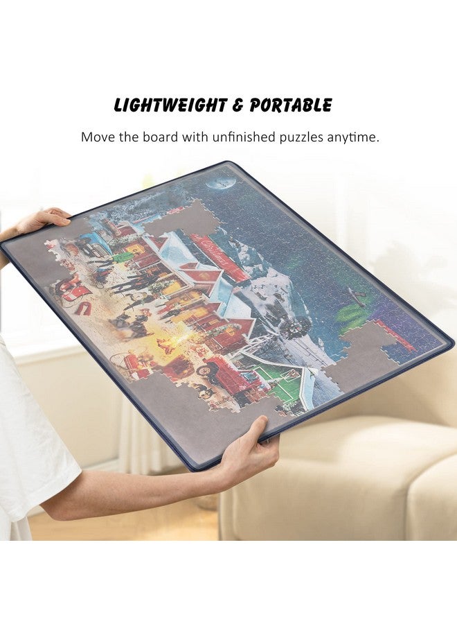 Tektalk Tektalk Jigsaw Puzzle Board with 6 Sorting Trays - Portable Puzzle Mat with Dustproof Cover for Storage - Non-Slip Surface, Up to 1000 Pieces, 30.7 20.9 in - Gray - Image 4