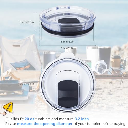 Lubise 3 Pack 20 oz Tumbler Lid, Magnetic Slider Replacement Lids for YETI 20 oz Tumbler, 10/24 oz Mug and 10 oz Lowball, Spill Proof Cup Lids Covers Compatible for Ozark Trail, Old Style Rtic, BPA Free - Image 2