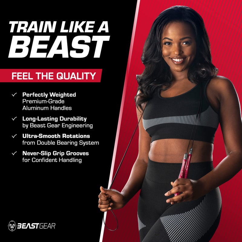 Beast Gear Jump Rope for Men and Women - Built for Speed, Premium Aluminium Jumping Rope for Advance Fitness - Boxing, MMA, HIIT, Strength Training & Double Unders - Image 3