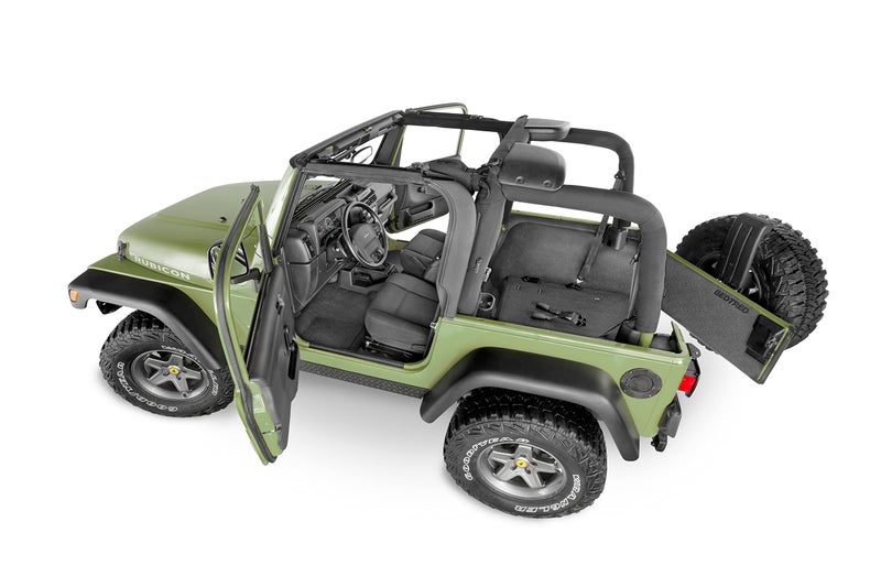 Bedrug Jeep Cargo Kit 1997 2006 Jeep Wrangler TJ Cargo Liner w Tailgate Liner Grey 4 pc BRTJ97R