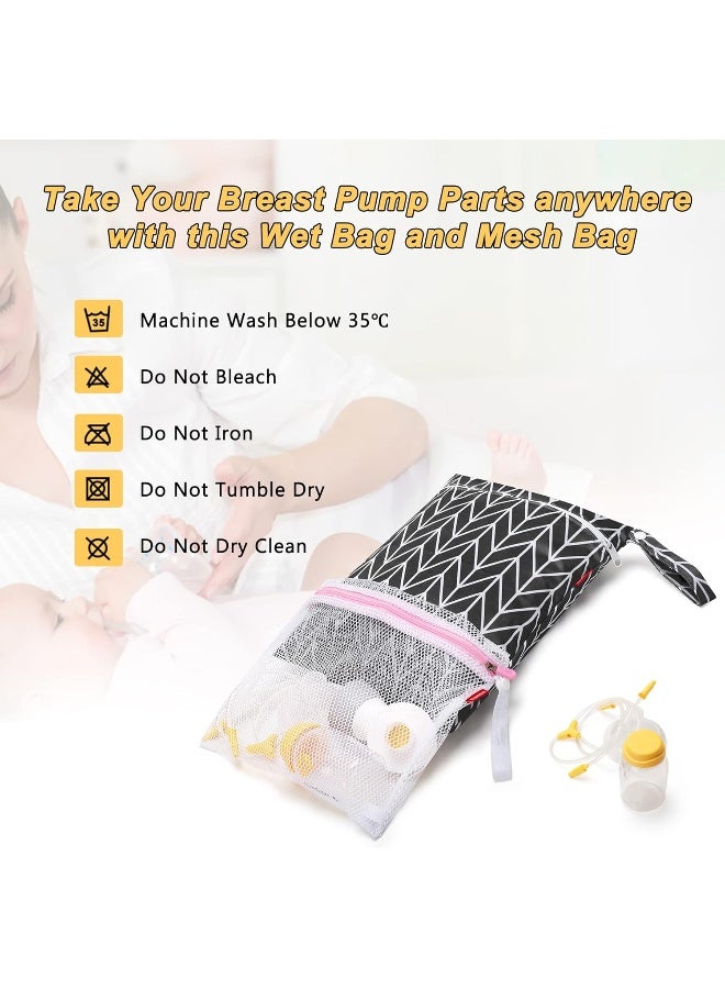 Damero Breast Pump Parts Bag, Wet Dry Breast Pump Parts Bag, Pumping Bag with Waterproof Mat and Mesh Bag, Black Arrow - Image 5