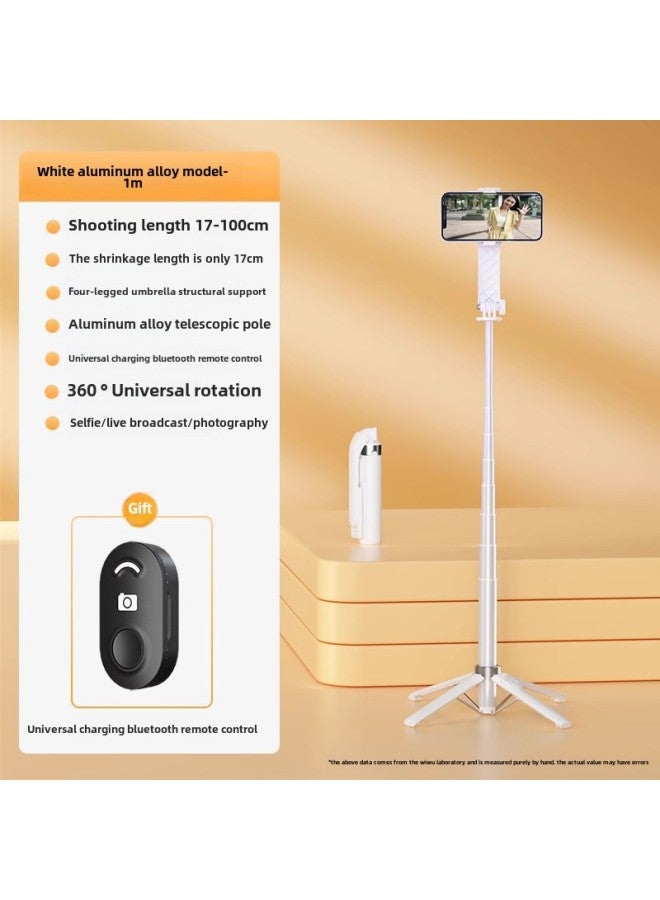 2024 Selfie Stick Floor Tripod Photo Selfie 360 Degree Rotation Mobile Phone Wireless Live Broadcast Shooting Support-Color:White 100cm  + 15m Bluetooth Remote Control Charging Model  - Image 1