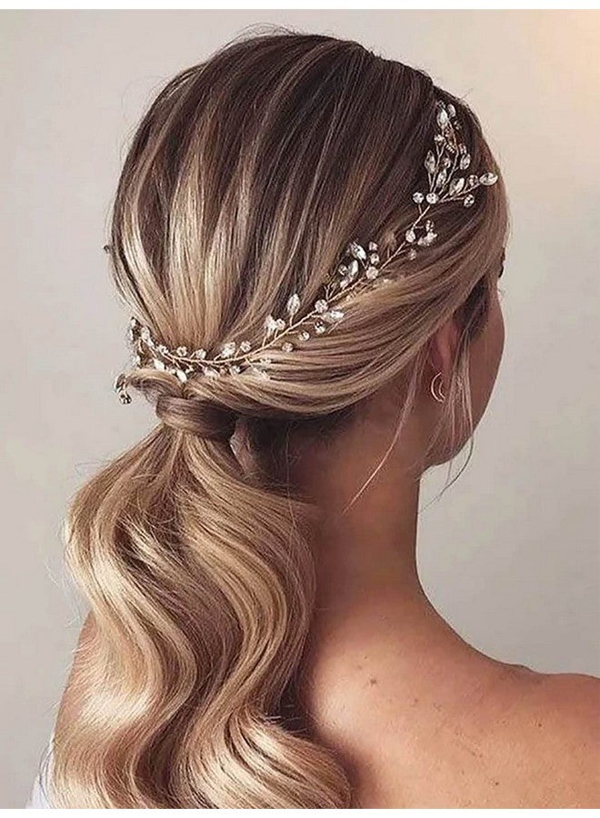 ايفينت العروس الزفاف كريستال الشعر الكرمة الزفاف عقال طويل قطعة شعر الزفاف حجر الراين إكسسوارات الشعر للنساء والفتيات (الفضة) - Image 3