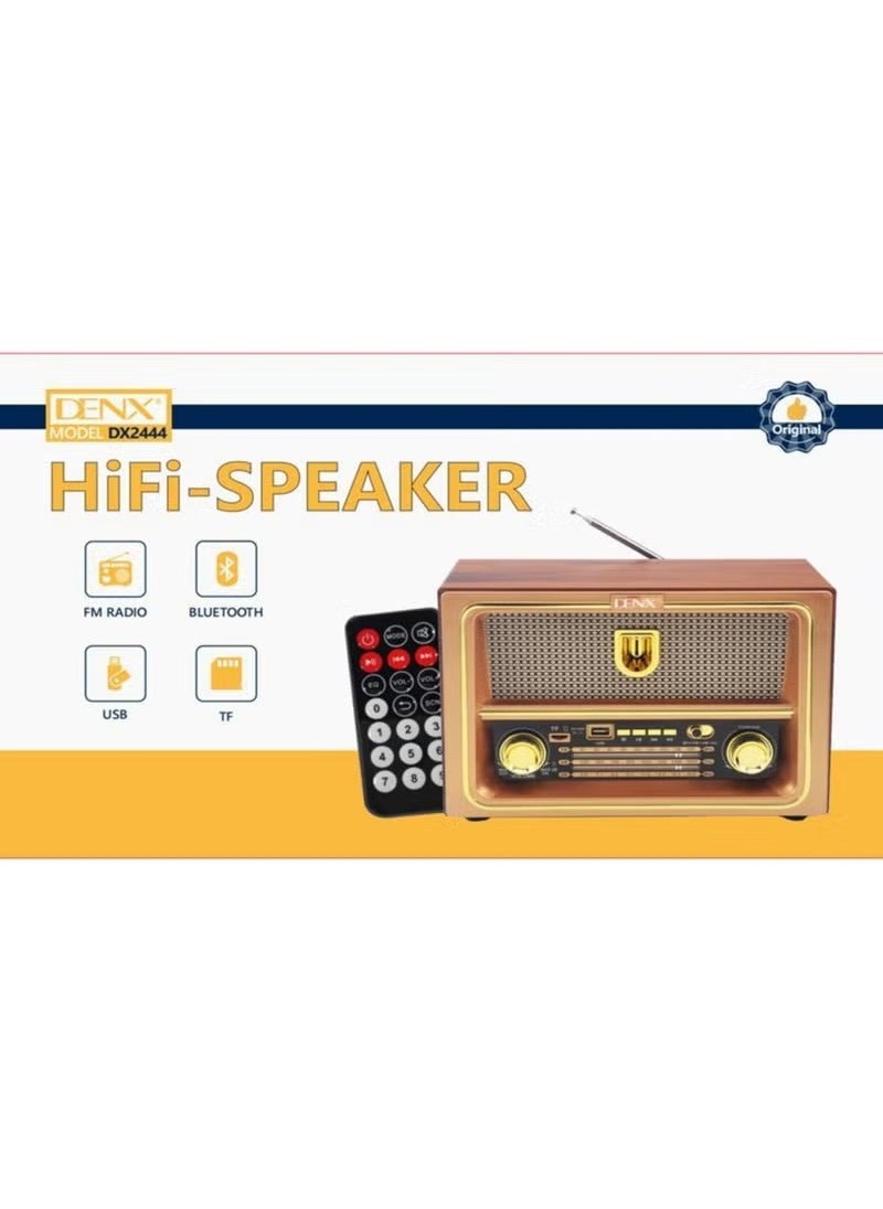 راديو HI-FI قابل لإعادة الشحن مع ريموت تحكم عن بعد، بطارية ذات سعة كبيرة، محمول ، راديو FM بنمط قديم، يدعم البلوتوث ومدخل بطاقة ذاكرة اس دي، يو اس بي