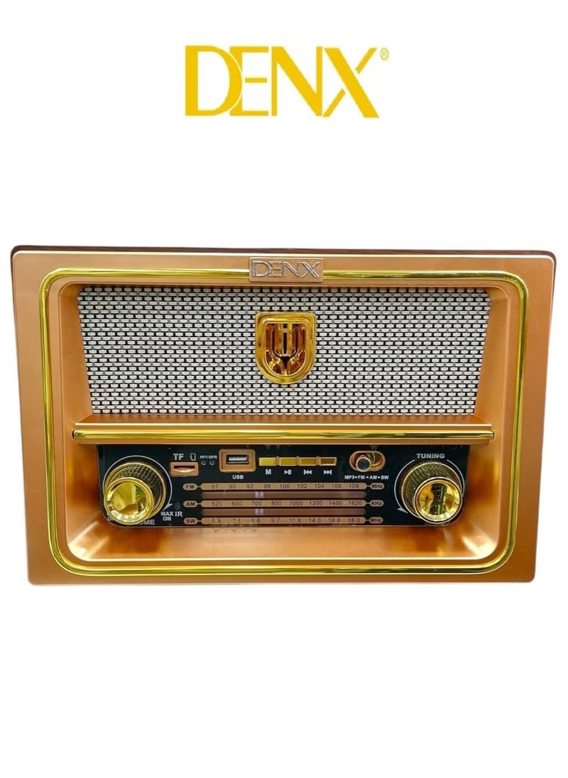 راديو HI-FI قابل لإعادة الشحن مع ريموت تحكم عن بعد، بطارية ذات سعة كبيرة، محمول ، راديو FM بنمط قديم، يدعم البلوتوث ومدخل بطاقة ذاكرة اس دي، يو اس بي