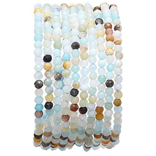 BEADIA Faceted Natural Amazonite Stone Round Loose Semi Gemstone Beads for Jewelry Making 3-3.5mm 38cm - Image 1