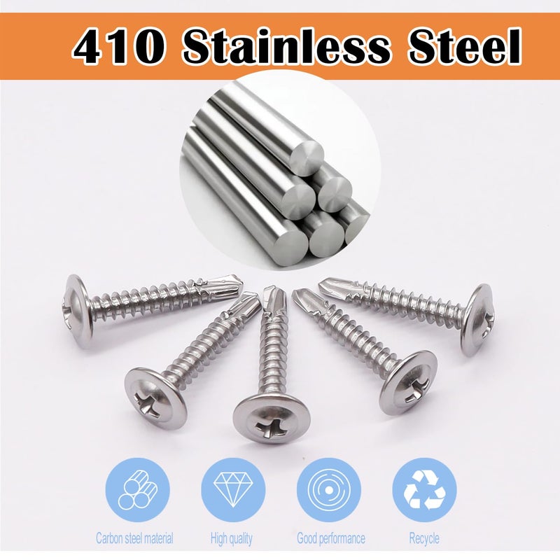 weideer 180pcs #8 Self Tapping Screws for Metal, Sheet Metal Screws, 410 Stainless Steel Truss Head Screws 1/2" 5/8" 3/4" 1" 1-1/4" 1-1/2" K-178-180P - Image 3