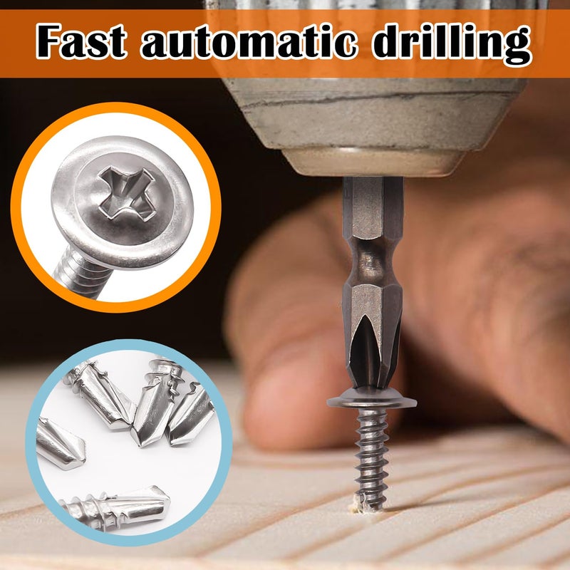 weideer 180pcs #8 Self Tapping Screws for Metal, Sheet Metal Screws, 410 Stainless Steel Truss Head Screws 1/2" 5/8" 3/4" 1" 1-1/4" 1-1/2" K-178-180P - Image 4