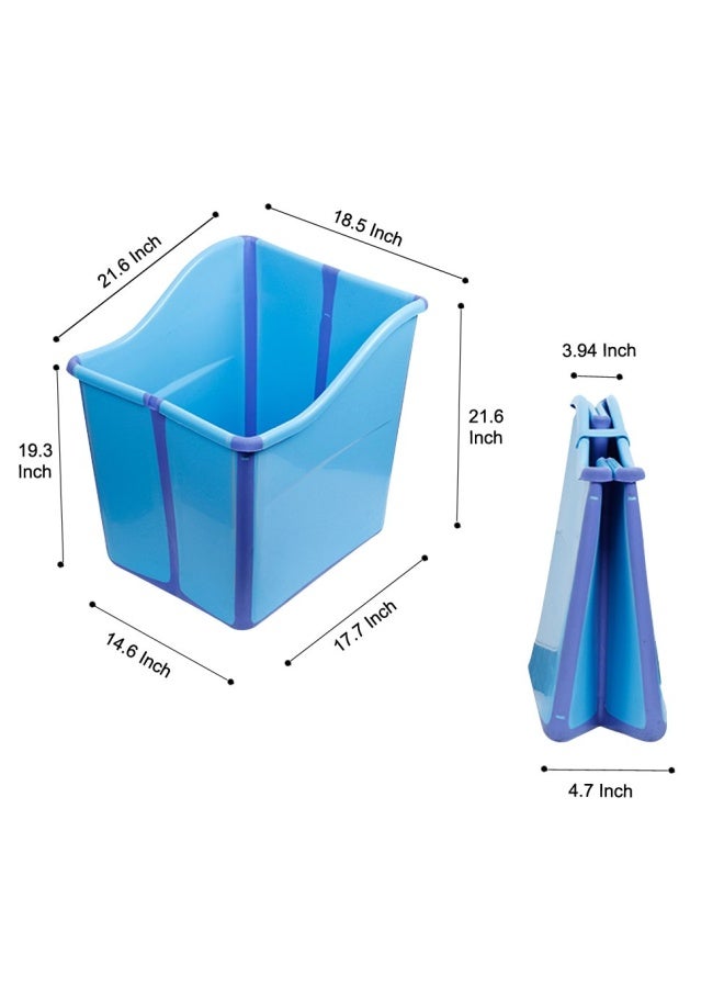Medium Blue Weylan Tec Foldable Toddlers Children Baby Bath Tub For Kids Blue - Image 3