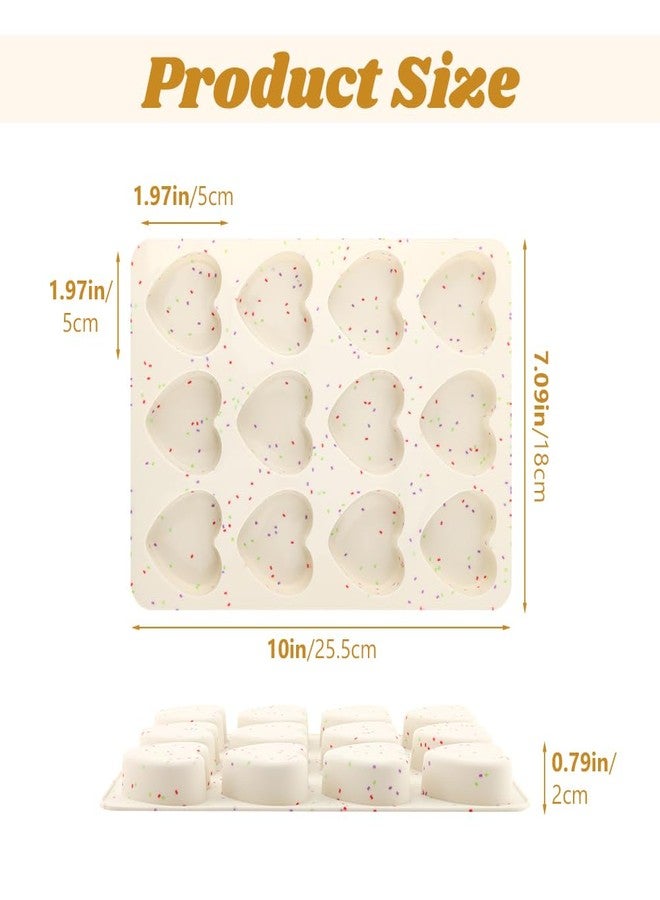 Giyochie 2 Pack Silicone Heart Muffin Pan, 12-Cavity Nonstick Silicone Molds Bakeware Supplies Cupcake Pan for Baking Muffins Cakes Tartlets Egg Bites on Wedding Valentine's Day Home Party(COLOR:Cream) - Image 3