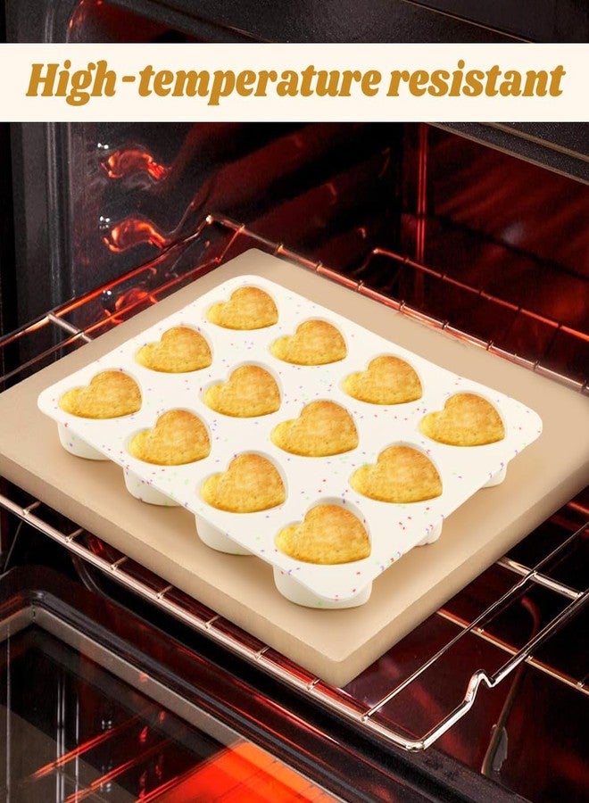 Giyochie 2 Pack Silicone Heart Muffin Pan, 12-Cavity Nonstick Silicone Molds Bakeware Supplies Cupcake Pan for Baking Muffins Cakes Tartlets Egg Bites on Wedding Valentine's Day Home Party(COLOR:Cream) - Image 5