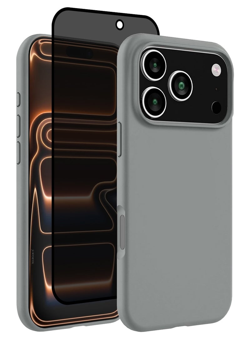 CATANES 2 Packs Silicone Protective Phone Case for iPhone 17 Pro Max - Soft Anti-Scratch Microfiber Lining Ultra Slim Drop Protection Phone Cover with Privacy Screen Protector - Olive Green - Image 1