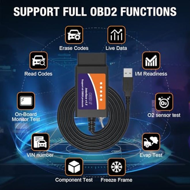محوّل ELM327 USB فورسكان OBD2 من او بي دي مونستير لـ السيارات والشاحنات F150 F250 مع ماسح ضوئي ELMconfig ومفتاح MS CAN/HS CAN للفحص على نظام ويندوز مع شريحة V1.5 PIC18F25K80 - Image 4