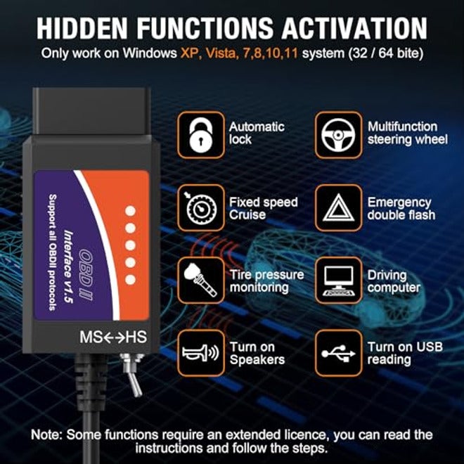 محوّل ELM327 USB فورسكان OBD2 من او بي دي مونستير لـ السيارات والشاحنات F150 F250 مع ماسح ضوئي ELMconfig ومفتاح MS CAN/HS CAN للفحص على نظام ويندوز مع شريحة V1.5 PIC18F25K80 - Image 5