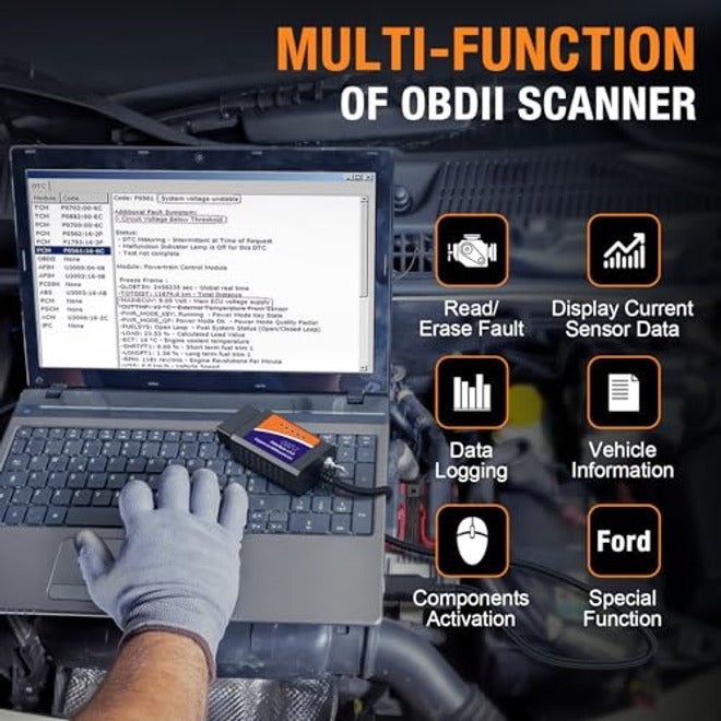 محوّل ELM327 USB فورسكان OBD2 من او بي دي مونستير لـ السيارات والشاحنات F150 F250 مع ماسح ضوئي ELMconfig ومفتاح MS CAN/HS CAN للفحص على نظام ويندوز مع شريحة V1.5 PIC18F25K80 - Image 2