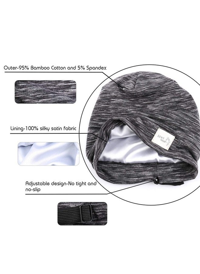 sent hair Kids Satin Lined Bonnet Silk Slouchy Beanie For Natural Hair Adjustable Sleep Bonnet Slap Cap For Kids/Child/Teens (410 Years Oldblack)  - Image 3