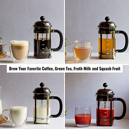 InstaCuppa French Press Coffee Maker with 4 Part Superior Filtration 600 ML, Stainless Steel, (Black) - Image 5
