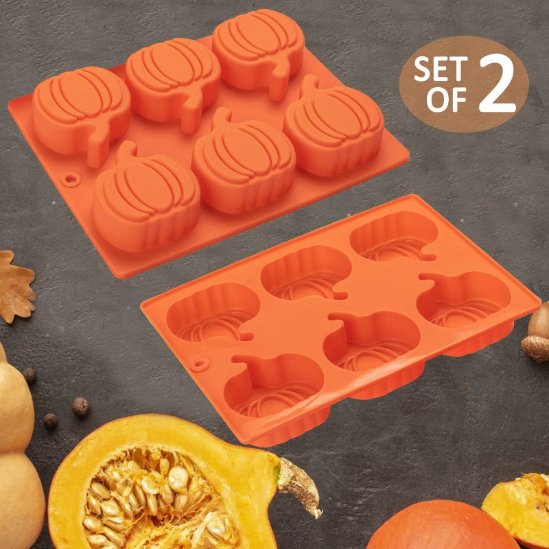 Yomvzake Silicone Pumpkin Molds  2 Pack Pumpkin Shaped Cake Molds Thanksgiving Oreo Molds Muffin Cupcake Pan Hot Chocolate Bomb Mold For Halloween Thanksgiving Fall Baking And Pumpkin Wax Melts Soap Making - Image 4