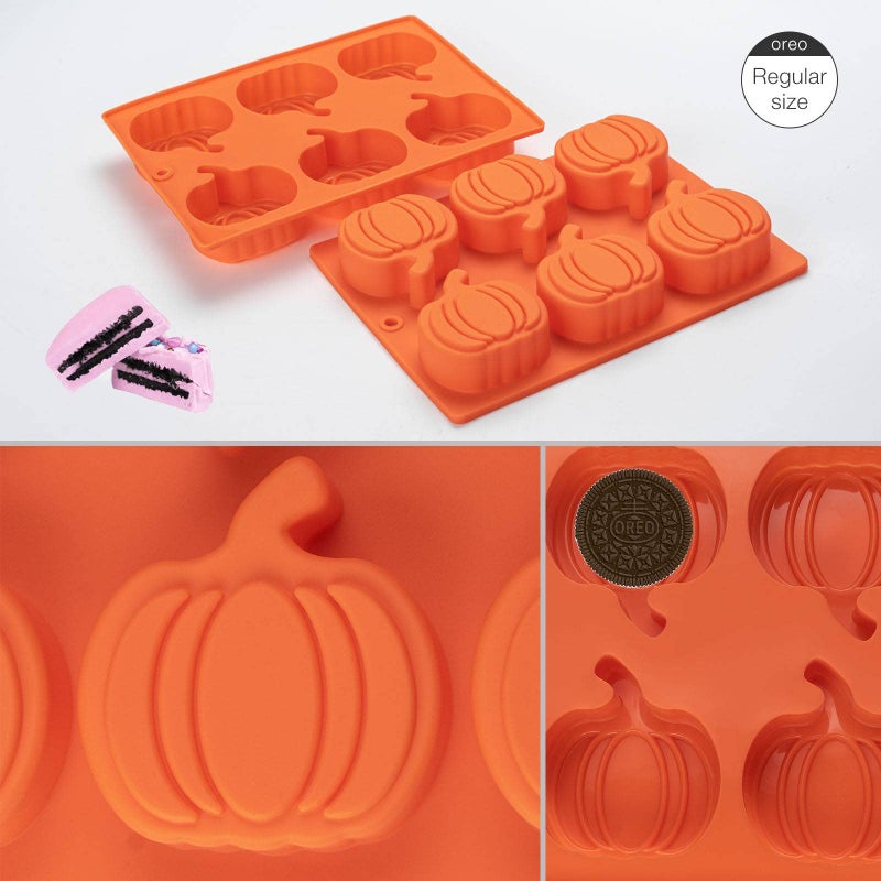 Yomvzake Silicone Pumpkin Molds  2 Pack Pumpkin Shaped Cake Molds Thanksgiving Oreo Molds Muffin Cupcake Pan Hot Chocolate Bomb Mold For Halloween Thanksgiving Fall Baking And Pumpkin Wax Melts Soap Making - Image 3