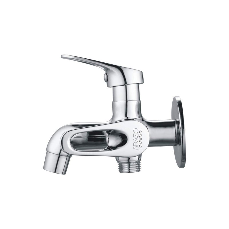 SPAZIO Hexa Brass 2Way Long NoseBib Cock Tap 2 in 1 Faucet Bib Tap FaucetTap 2 in 1 with Wall Flange Pack of 1 - Image 2