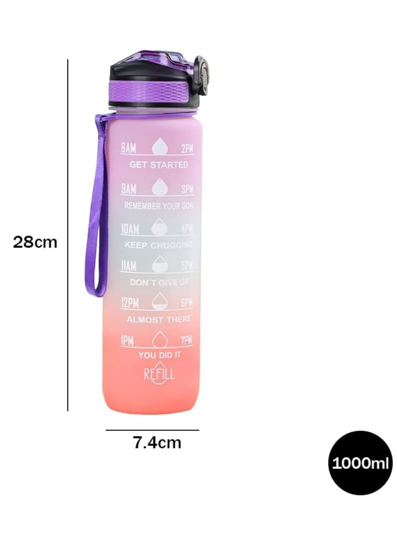 AROAQ 1000ml Leakproof Travel Bottles with Gradient Straw with Time Marker and Rope Gift for Running Cycling - Image 3