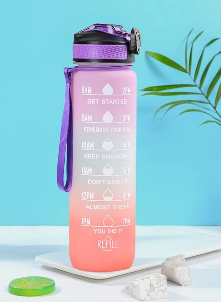 AROAQ 1000ml Leakproof Travel Bottles with Gradient Straw with Time Marker and Rope Gift for Running Cycling - Image 4