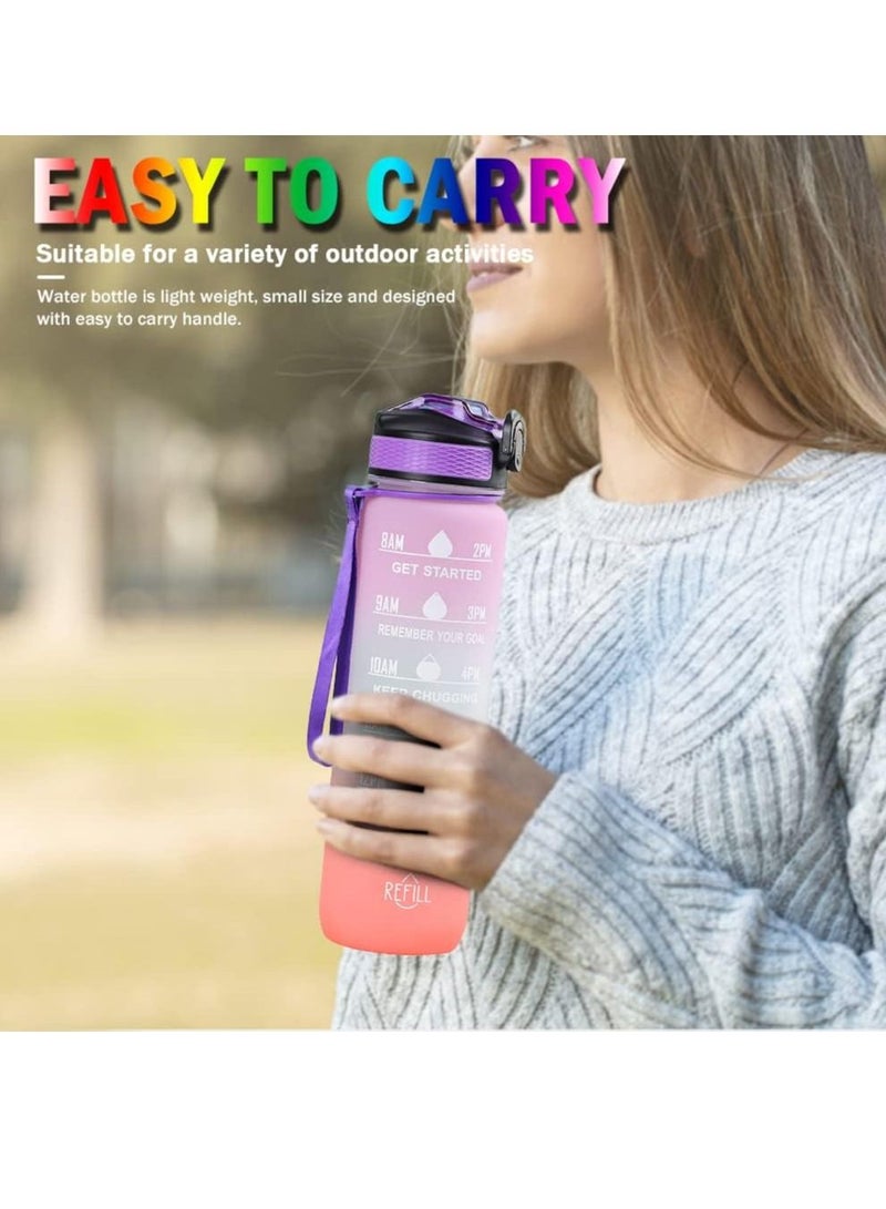 AROAQ 1000ml Leakproof Travel Bottles with Gradient Straw with Time Marker and Rope Gift for Running Cycling - Image 5