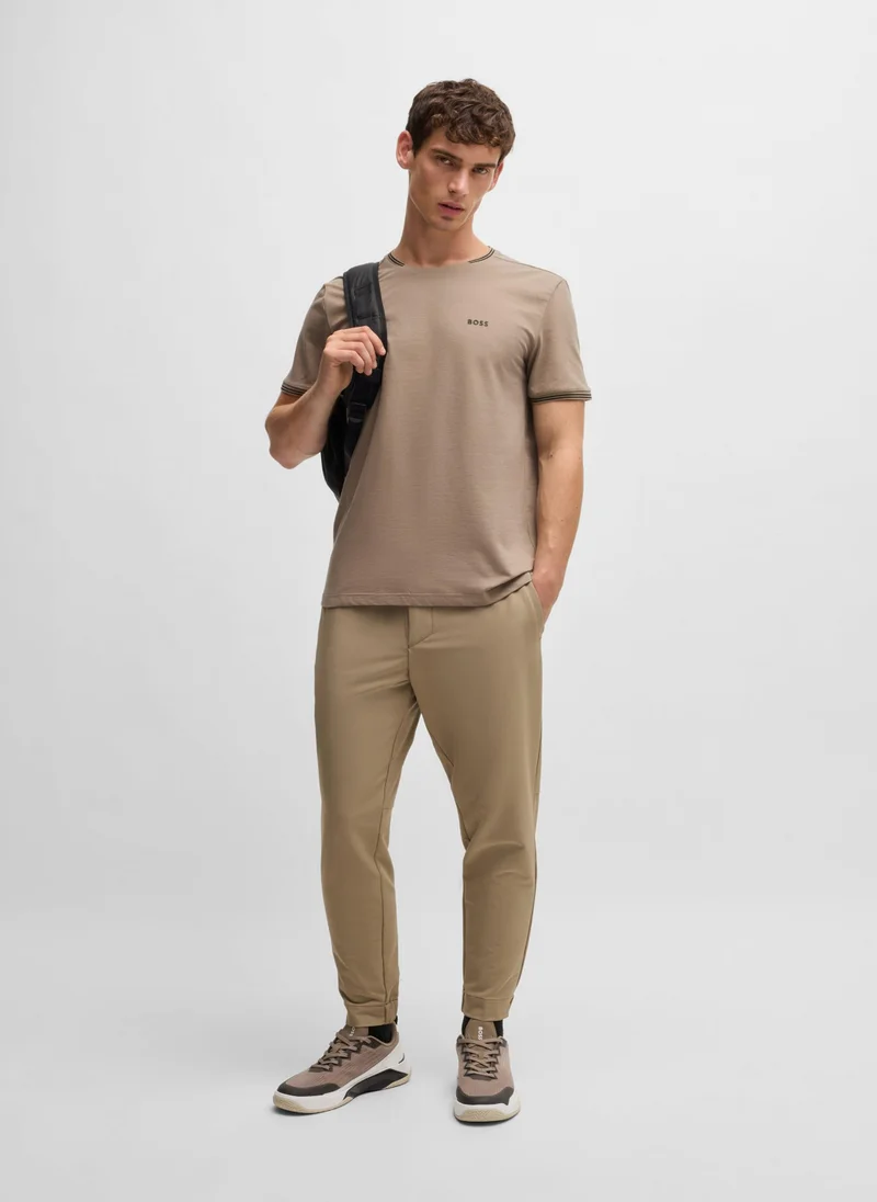 بوس Stretch-cotton T-shirt with stripes and logo