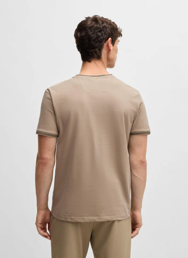 بوس Stretch-cotton T-shirt with stripes and logo