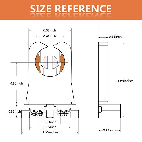 JACKYLED Non-shunted Turn Type T8 Lamp Holder JACKYLED UL Socket Tombstone (12 Packs) - Image 5