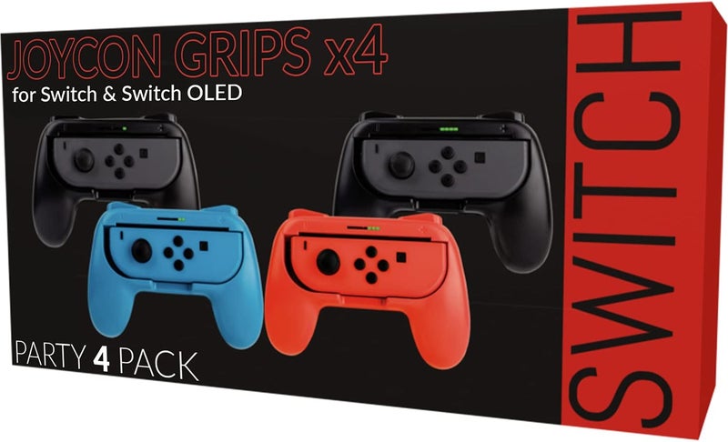 Orzly Grips for Nintendo Switch Joycon Controller Grips for Super Smash brothers and other games. Party [4 Pack] Joy-cons Grips with LED Light Edition - Patented Design - Image 2
