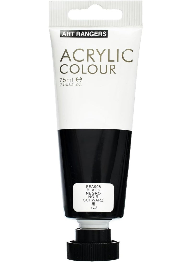 ART RANGERS Acrylic Color – Black 75ml | High-Quality Acrylic Paint for Art & Craft - Image 1