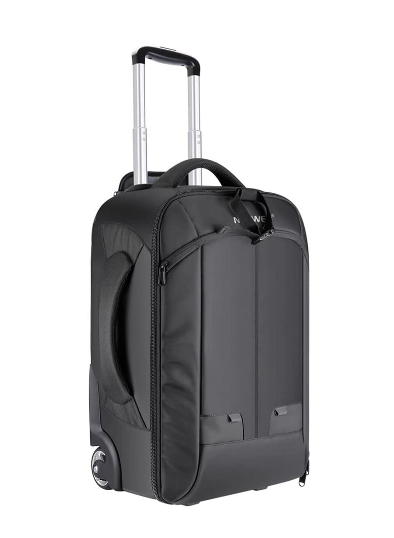 Neewer 2-in-1 Convertible Wheeled Camera Backpack Luggage Trolley Case with Double Bar, Anti-shock Detachable Padded Compartment for SLR/DSLR Cameras, Tripod, Lens and Other Accessories (Black/Grey) - Image 1