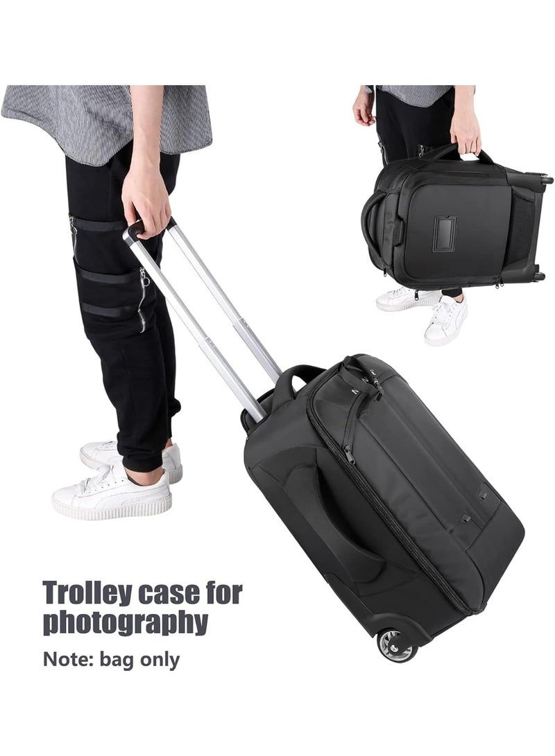 Neewer 2-in-1 Convertible Wheeled Camera Backpack Luggage Trolley Case with Double Bar, Anti-shock Detachable Padded Compartment for SLR/DSLR Cameras, Tripod, Lens and Other Accessories (Black/Grey) - Image 3