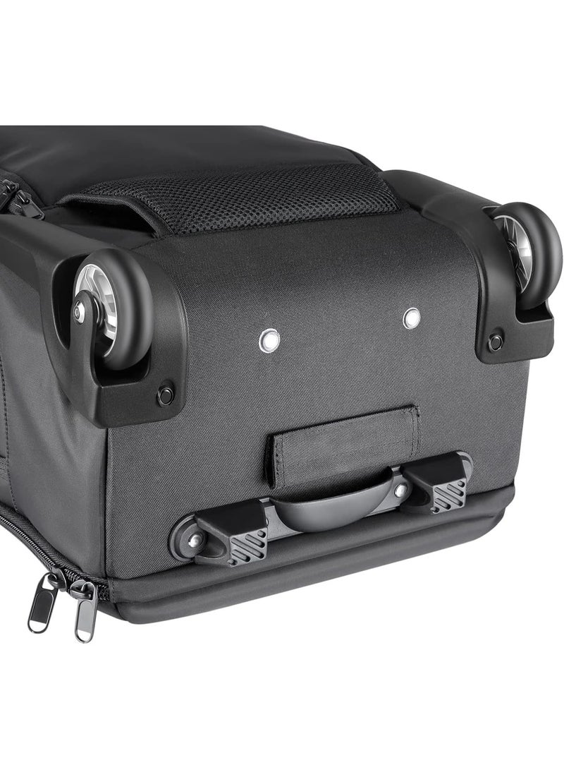 Neewer 2-in-1 Convertible Wheeled Camera Backpack Luggage Trolley Case with Double Bar, Anti-shock Detachable Padded Compartment for SLR/DSLR Cameras, Tripod, Lens and Other Accessories (Black/Grey) - Image 2