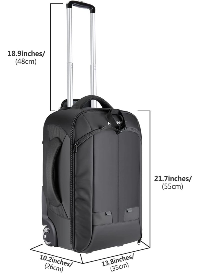 Neewer 2-in-1 Convertible Wheeled Camera Backpack Luggage Trolley Case with Double Bar, Anti-shock Detachable Padded Compartment for SLR/DSLR Cameras, Tripod, Lens and Other Accessories (Black/Grey) - Image 4
