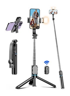 Generic 42 Inches Selfie Sticks Tripod,Separate design smartphone tripod Stand with Wireless Remote Control and Double fill light Portable Retractable Cell Phone Tripod for iPhone/Samsung/GoPro/Android Phone  - Image 1