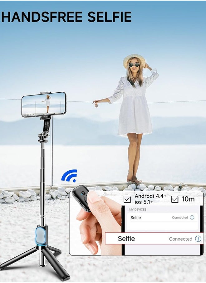 Generic - 42 Inches Selfie Sticks Tripod,Separate design smartphone tripod Stand with Wireless Remote Control and Double fill light Portable Retractable Cell Phone Tripod for iPhone/Samsung/GoPro/Android Phone - Image 1