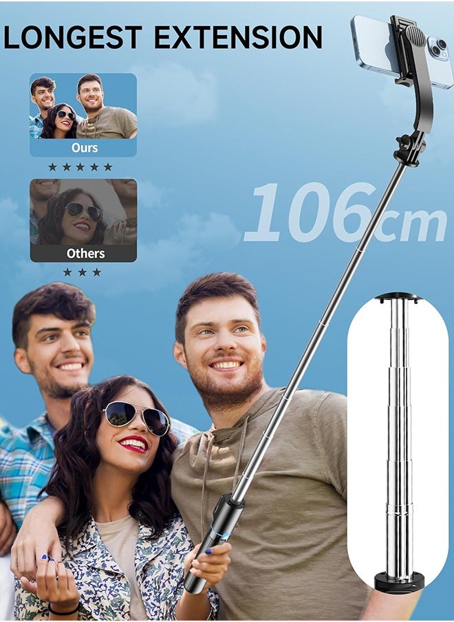 Generic - 42 Inches Selfie Sticks Tripod,Separate design smartphone tripod Stand with Wireless Remote Control and Double fill light Portable Retractable Cell Phone Tripod for iPhone/Samsung/GoPro/Android Phone - Image 1