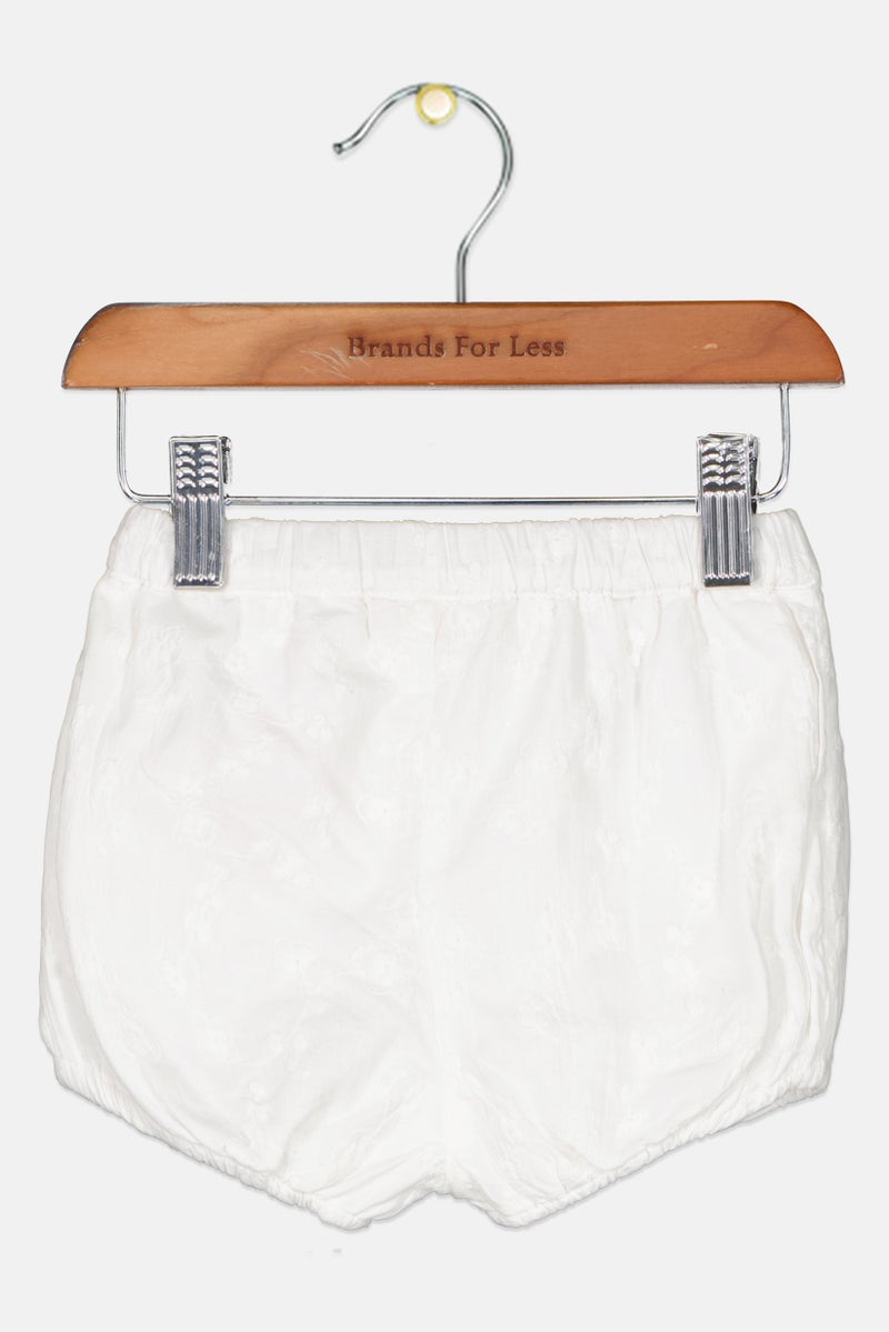 NAME IT Toddlers Girl Embroidered Shorts, White - Image 2